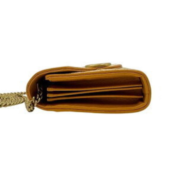 Gucci Leather Raffia Chain Orange Shoulder Wallet Bag - Picture 4 of 7